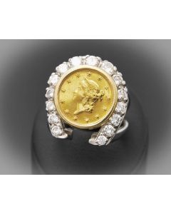 Ring  Brillanten Münze 14 K Weißsgold 11,5 Gramm Größe 51,5  