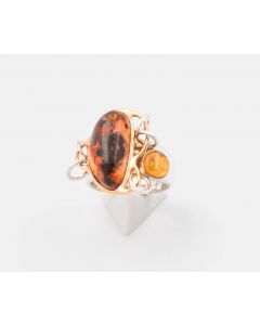 Ring Boulderopal  925 Silber 14 K Gelbgold 17 Gramm Größe 60