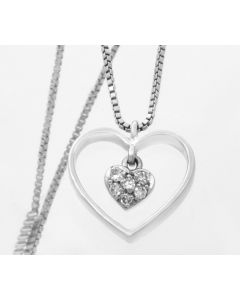 Venezianer Halskette mit Herz Anhänger Diamanten 14 K Weißgold 5,6 Gramm 47 cm Nr 8784