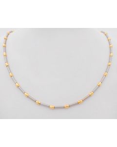 Bicolor Halskette 14 K Weiß / Gelbgold 9,6 Gramm 40,5 cm