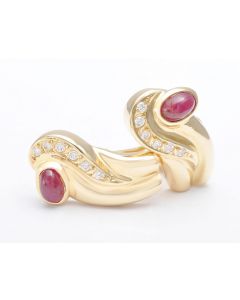 Rubin Ohrringe 18K Gelbgold Zirkonia