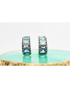 Ohrringe 18 K Weißgold 13,5 Gramm Aquamarin Tansanit ARt.Nr 11021