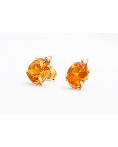 Ohrringe Ohrrstecker 14 K Gold 2,6 Gramm Citrin / Diamant Art.Nr10864