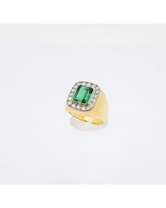 Brillant Turmalin Ring 14 K Gelbgold 18,5 Gramm Rg 56 Art.Nr10603